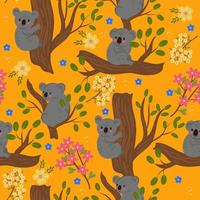 modèle sans couture avec des koalas sur les branches. graphiques vectoriels. vecteur