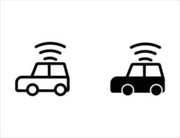 icône de voiture intelligente. icône de contour et icône solide vecteur