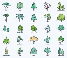 ensemble d'icônes d'arbres et de plantes vecteur