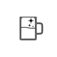 icône de tasse avec de l'eau froide sur fond blanc. style simple, ligne, silhouette et épuré. noir et blanc. adapté au symbole, au signe, à l'icône ou au logo vecteur