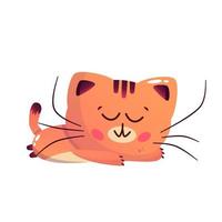 chat de sommeil kawaii isolé. illustration de dessin animé simple de vecteur. personnage mignon de dessin animé drôle. visage de chat animal. vecteur