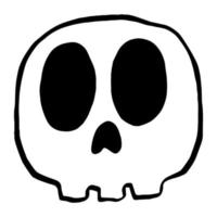 illustration vectorielle de ligne de dessin animé de crâne sur fond blanc. vecteur