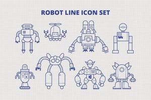 jeu d'icônes de ligne de robot 2 vecteur