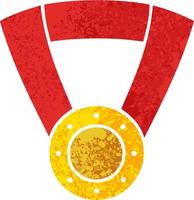 médaille d'or de dessin animé de style illustration rétro vecteur