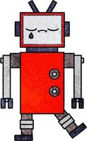 robot de dessin animé de texture grunge rétro vecteur