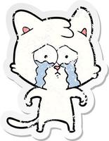autocollant en détresse d'un chat qui pleure en dessin animé vecteur