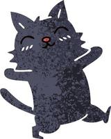 chat de dessin animé de style illustration rétro excentrique vecteur