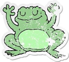 autocollant en détresse d'une grenouille de dessin animé vecteur