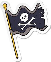 autocollant d'un drapeau de pirate de dessin animé vecteur