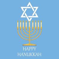 affiche de hanukka heureuse avec bougie menorah juive traditionnelle et étoile de david. modèle vectoriel pour carte de voeux, bannière, invitation, flyer, etc.