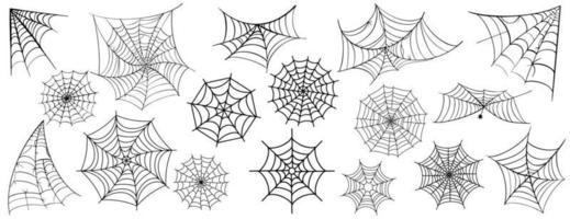 collection de toile d'araignée, isolée sur fond blanc et transparent. toile d'araignée pour la conception d'halloween. vecteur