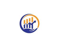 flèche d'affaires de croissance du marché de logo financier créatif avec modèle de vecteur de symbole de main.