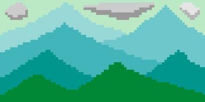 montagnes colorées avec pixel art. illustration vectorielle. vecteur