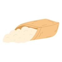 sac de toile de jute de farine dans un style plat de dessin animé. illustration vectorielle de sac avec du blé, élément alimentaire agricole vecteur