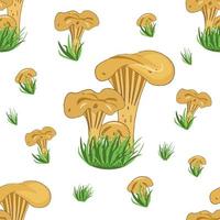 modèle sans couture avec champignons et herbe vecteur