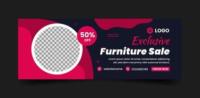 vente de meubles exclusifs photo de couverture sur les médias sociaux et conception de modèles de bannières Web vecteur