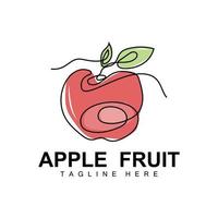 création de logo apple, vecteur de fruits avec style d'art en ligne, modèle d'illustration d'icône de fruits et jardin produits de marque de magasin de fruits