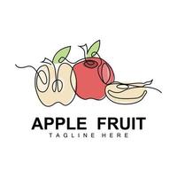 création de logo apple, vecteur de fruits avec style d'art en ligne, modèle d'illustration d'icône de fruits et jardin produits de marque de magasin de fruits