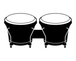 silhouette de tambour, tambours bongo, instrument de musique à percussion afro-cubaine vecteur