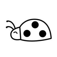 coccinelle pour coloriage. mignon, simple, coccinelle, insecte, vecteur, illustration, isolé, blanc. image de contour noir et blanc vecteur