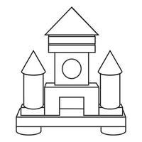 construction d'une tour ou d'une forteresse faite de cubes en bois, illustration isolée de vecteur de coloration de contour dans un style plat