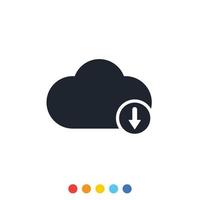 icône cloud et signe de téléchargement pour gérer le stockage de données sur le cloud. vecteur