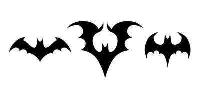 chauves-souris noires d'halloween volant des silhouettes isolées sur blanc. illustration de dessin animé de vecteur d'icône de chauve-souris simple. élément de conception d'halloween