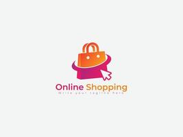concept de modèle de conception de logo d'achat pour les achats numériques, supermarché, logo d'achat en ligne vecteur