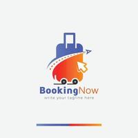modèle de conception de logo de voyage de réservation en ligne. logo de voyage pour l'agence commerciale. vecteur