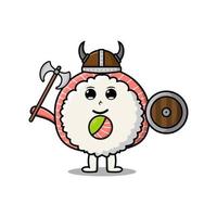 dessin animé mignon riz sushi rouleau sashimi pirate viking vecteur