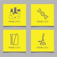 logos chimiques et équipements de laboratoire dessinés sur du papier de couleur, très approprié pour les logos d'entreprise liés à la chimie et aux laboratoires vecteur