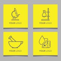 logos chimiques et équipements de laboratoire dessinés sur du papier de couleur, très approprié pour les logos d'entreprise liés à la chimie et aux laboratoires vecteur