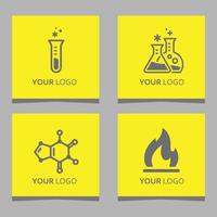 logos chimiques et équipements de laboratoire dessinés sur du papier de couleur, très approprié pour les logos d'entreprise liés à la chimie et aux laboratoires vecteur