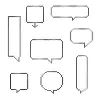ensemble de collection de jeu rétro 8 bits ligne pixel discours bulle ballon couleur noir et blanc, illustration vectorielle design plat vecteur