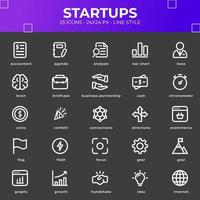 pack d'icônes startups de couleur noire vecteur
