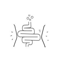 vecteur d'illustration d'icône de tube digestif doodle dessiné à la main