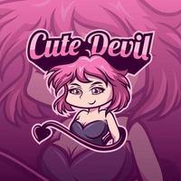 chibi et jolie mascotte de dame diable ou design de personnage vecteur