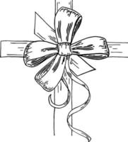 arc dessiné à la main. arc de décoration sur des boîtes avec des cadeaux. mode cravate arcs accessoires croquis griffonnages attachés rubans. vecteur isolé vintage