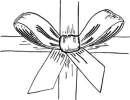 arc dessiné à la main. arc de décoration sur des boîtes avec des cadeaux vecteur