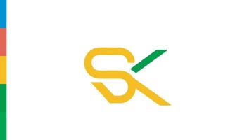 alphabet lettres initiales monogramme logo sk, ks, s et k vecteur