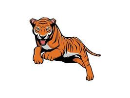 illustration du saut du tigre, logo de la mascotte, vecteur, illustration vecteur