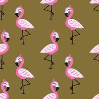dessin animé flamingo illustration vectorielle continue motif de fond. conception pour une utilisation en toile de fond sur tout le tissu imprimé et autres. conception de fond d'animaux sauvages facile à modifier et personnalisable vecteur