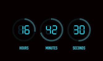 cadran d'horloge numérique indiquant l'heure, les heures, les minutes et les secondes vecteur