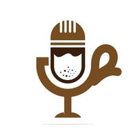 modèle de logo de conception de café et de micro. café podcast radio logo icône illustration vectorielle conception. vecteur