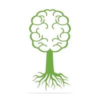 conception de concept de racines d'arbre cérébral. arbre poussant sous la forme d'un cerveau humain. vecteur