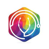 création de logo d'hôpital médical stéthoscope. symbole de soins de santé. création de logo vectoriel médical.