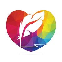 création vectorielle de logo de plume d'oie d'amour. conception de style plat icône écrivain avec couleur pour identité, entreprise et bouton. vecteur