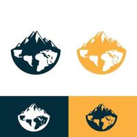 vecteur de conception de modèle de logo de montagne global. logo de l'agence de voyages des destinations d'hiver.