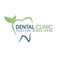 création vectorielle de logo de feuille dentaire à dents fraîches vertes. conception de logo de soins dentaires ou de dentiste. vecteur