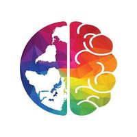 modèle de logo vectoriel cerveau mondial. conception de symbole de logo monde intelligent.